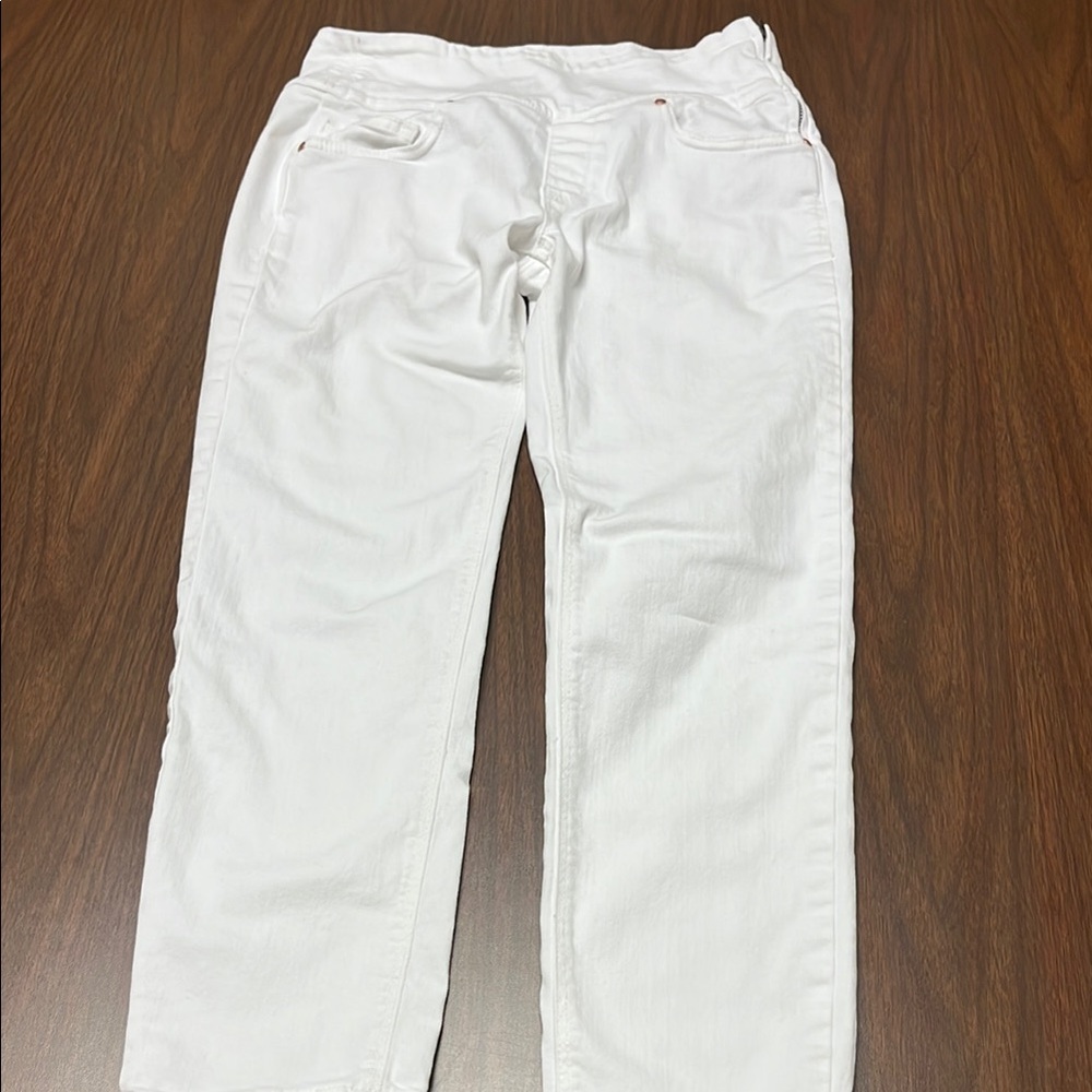 Spanx cropped white jeans